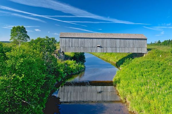 Canada-New Brunswick-Riverside-Albert Sawmill Creek covered bridge